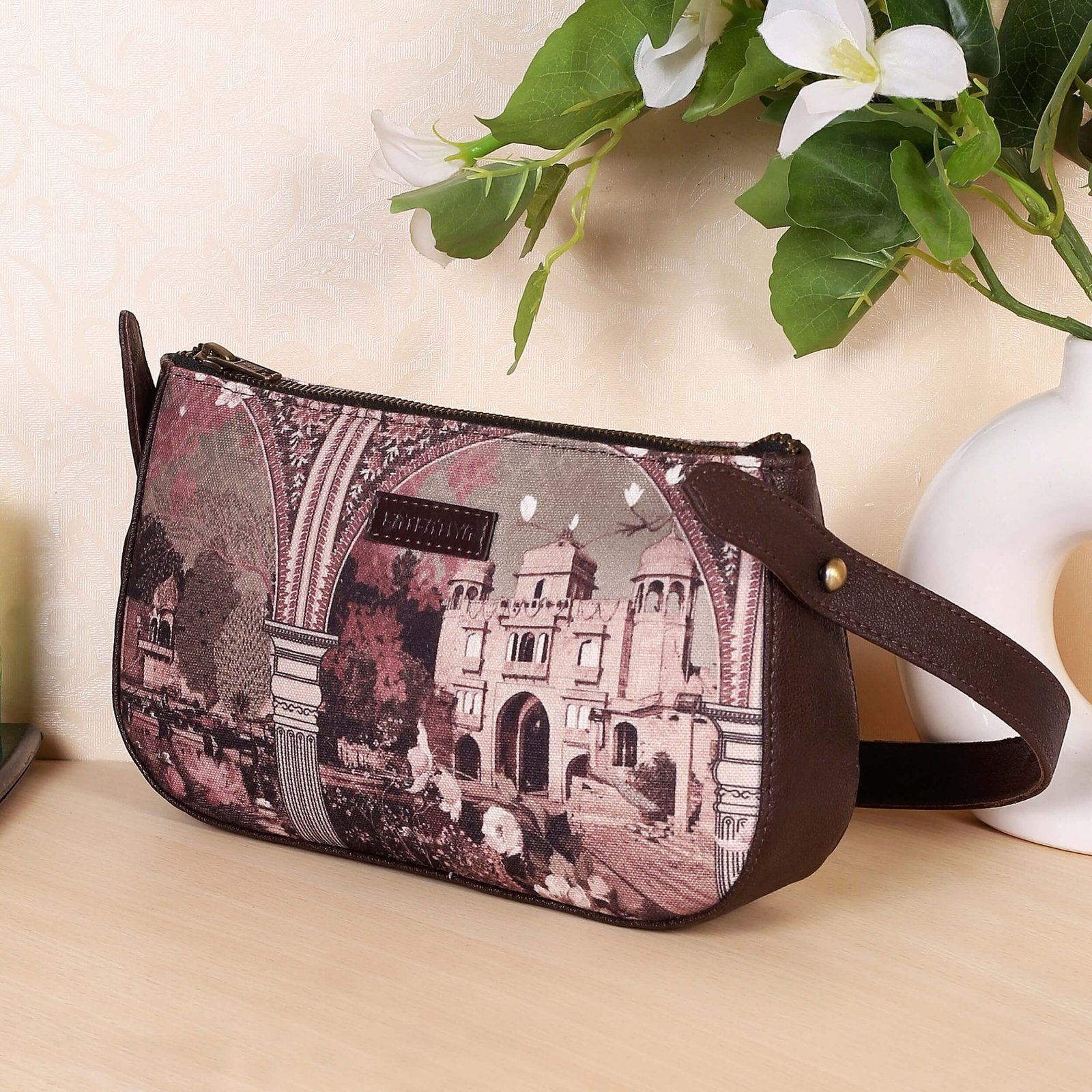 Vintage Rajasthani Architecture Art Baguette Bag