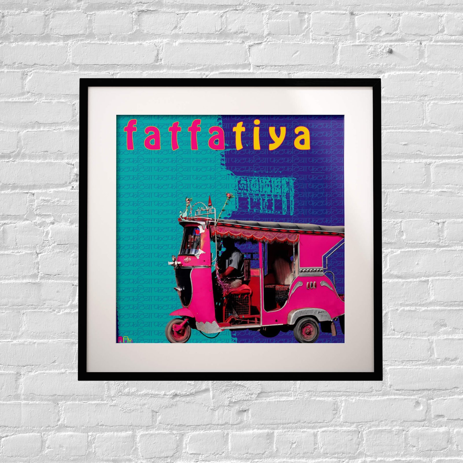 Pink Taxi Art Print (9x9 Inches)