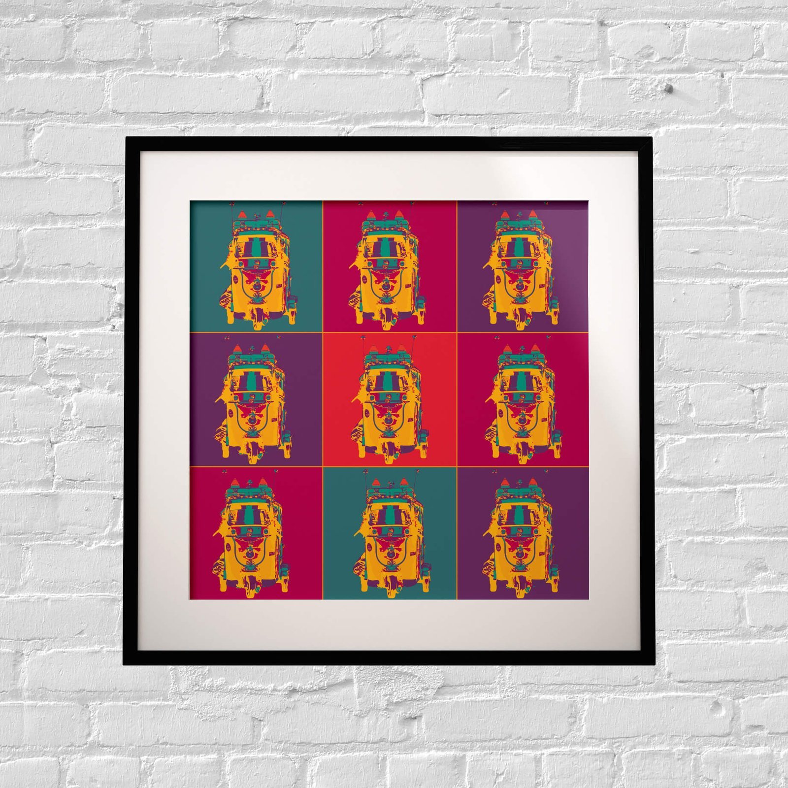 Quirky Taxis Collage Art Print (12x12)