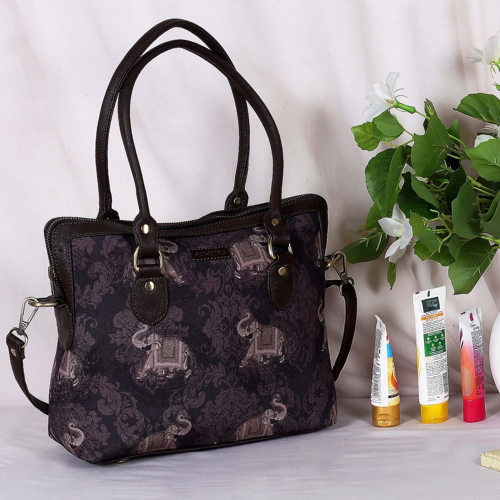 Elephant Silhouette Print Teacher Bag