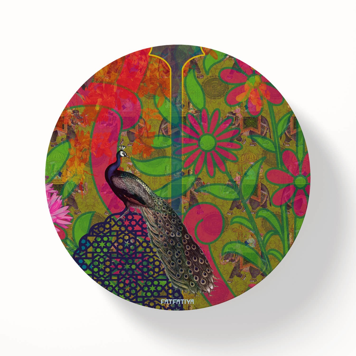 Rajasthani Peacock Round Coaster Set