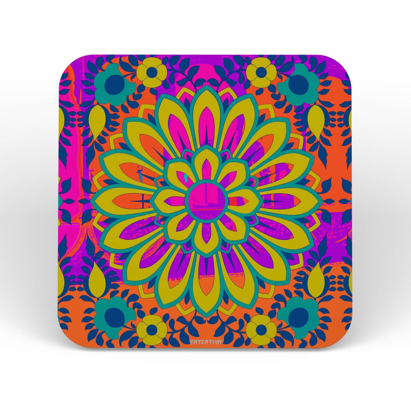 Vibrant Flower Designer Table Coaster Set
