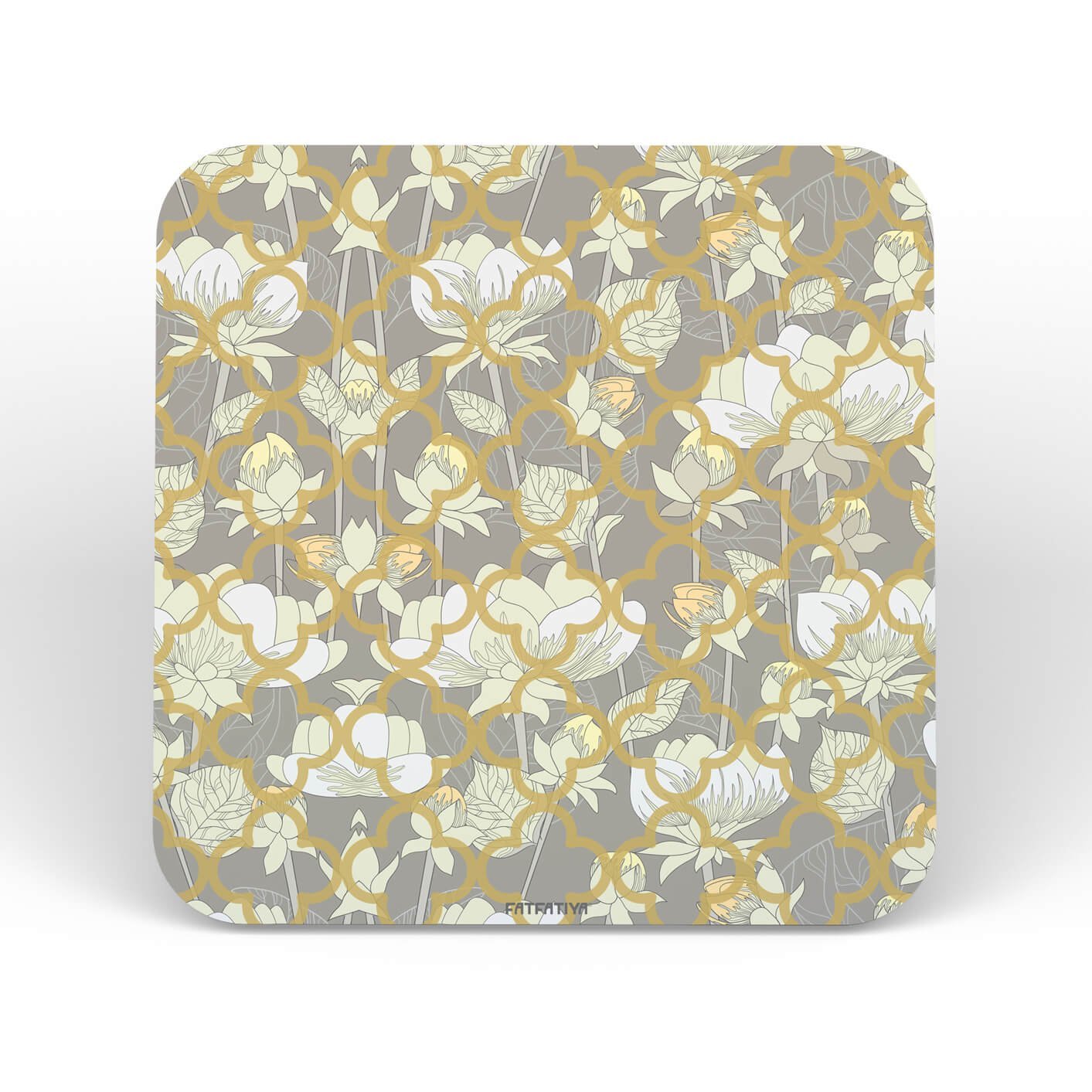 White Lotus Flower Tea Coaster Set
