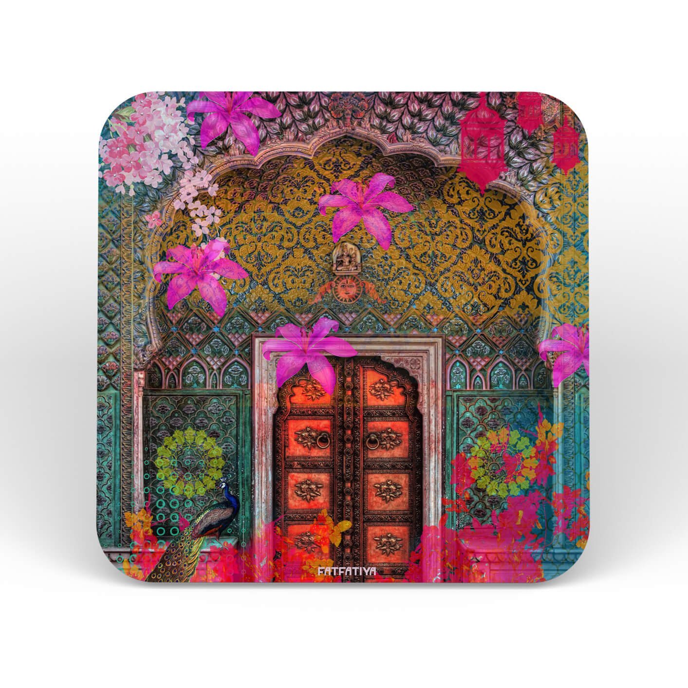 Flowery Heritage Door Table Coasters Set