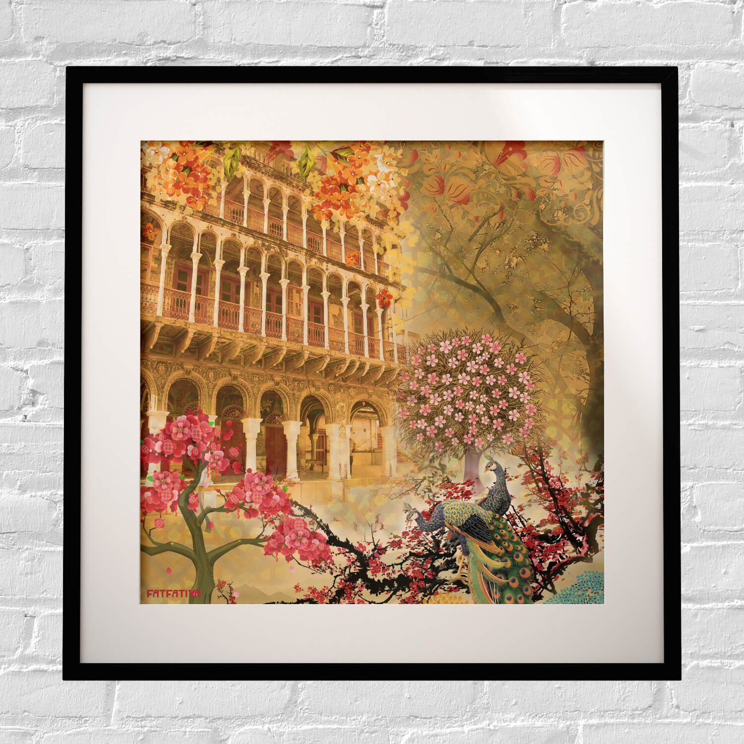 Historical Fort & Floral Framed Indian Wall Art