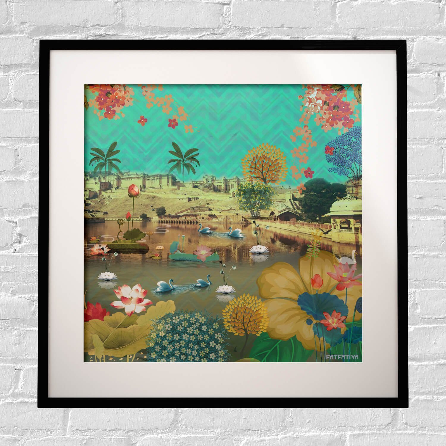 Beautiful Lakeside Framed Indian Wall Art Print