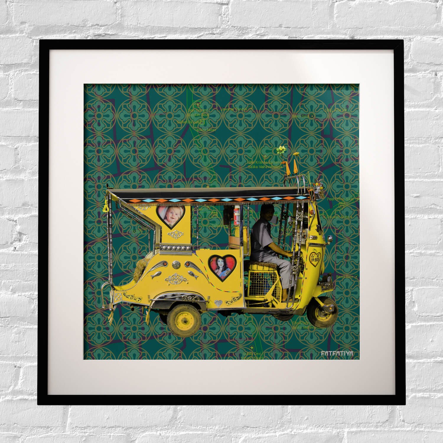 Yellow Auto Rickshaw Framed Indian Wall Art