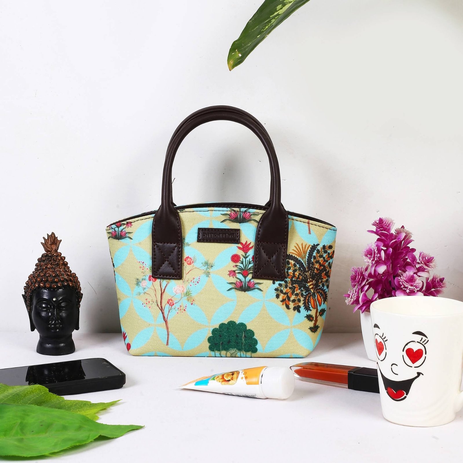 Garden Design Mini Handbag with Handles