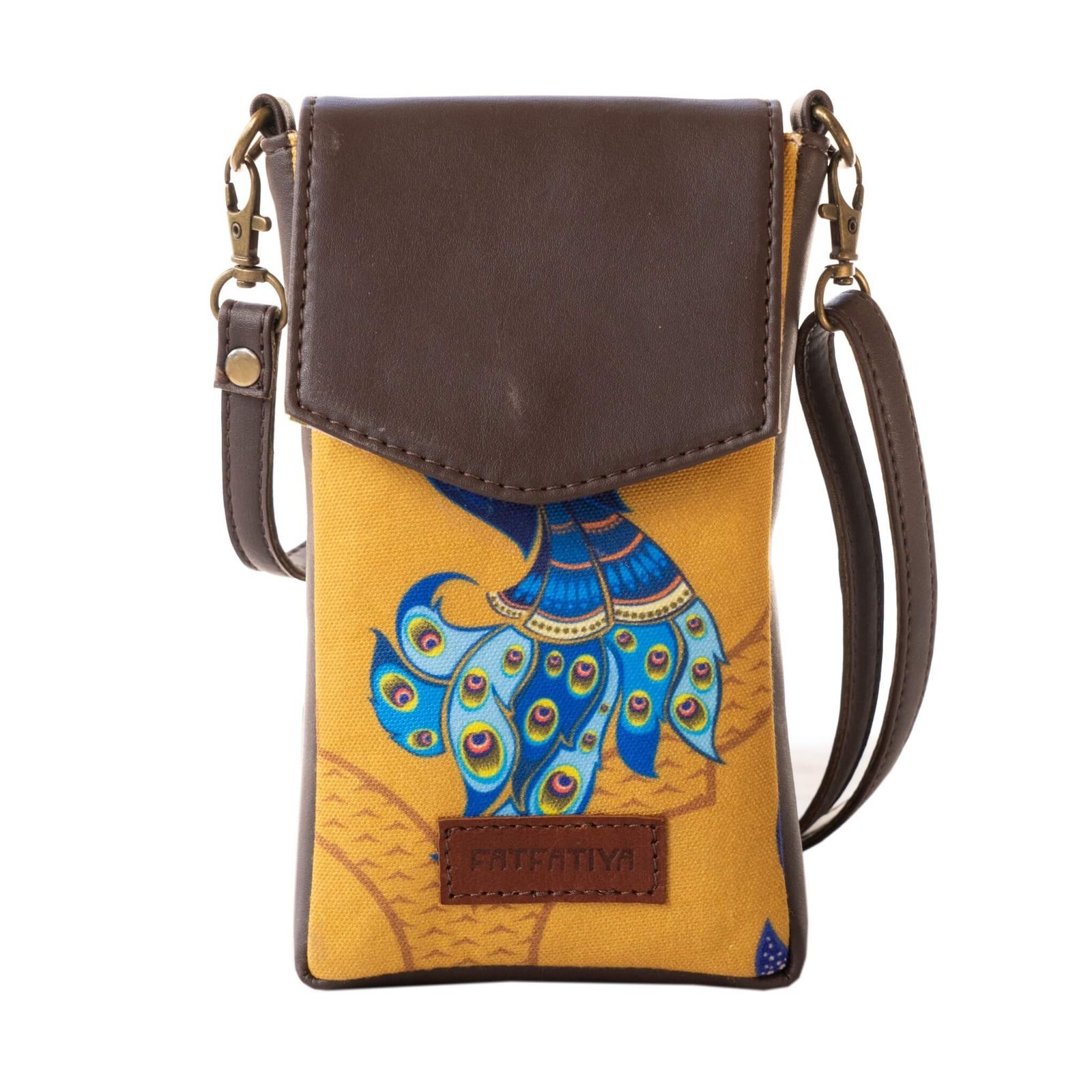Peacock Motif Crossbody Mobile Sling Bag