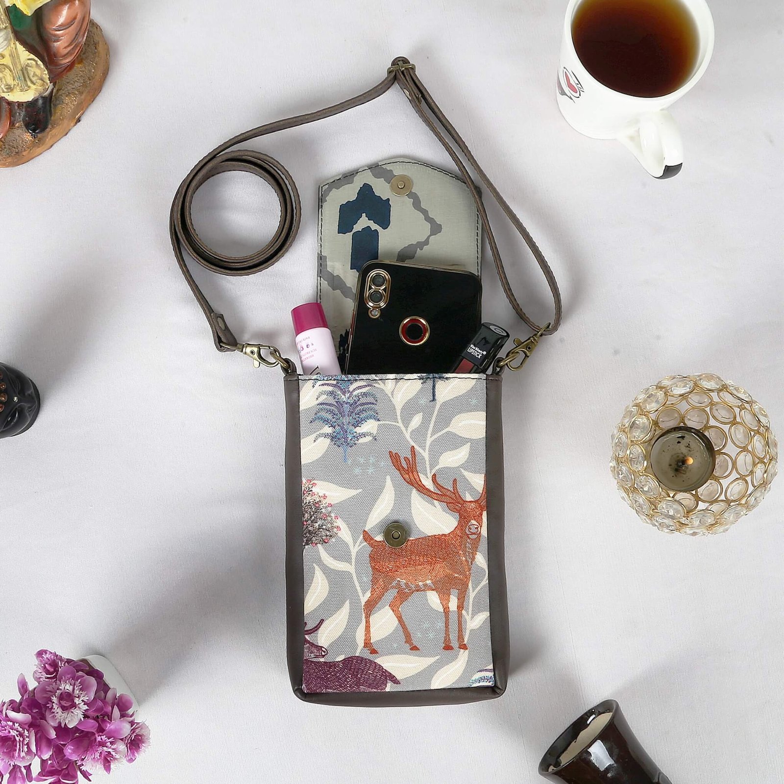 Deer Motif Crossbody Mobile Sling Bag