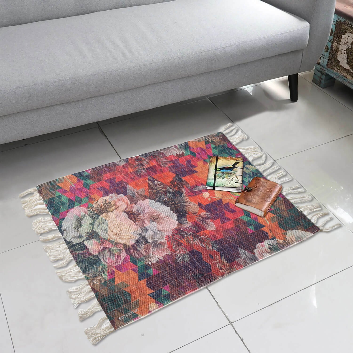 Multicolor Floral Recycled Polyester Rug