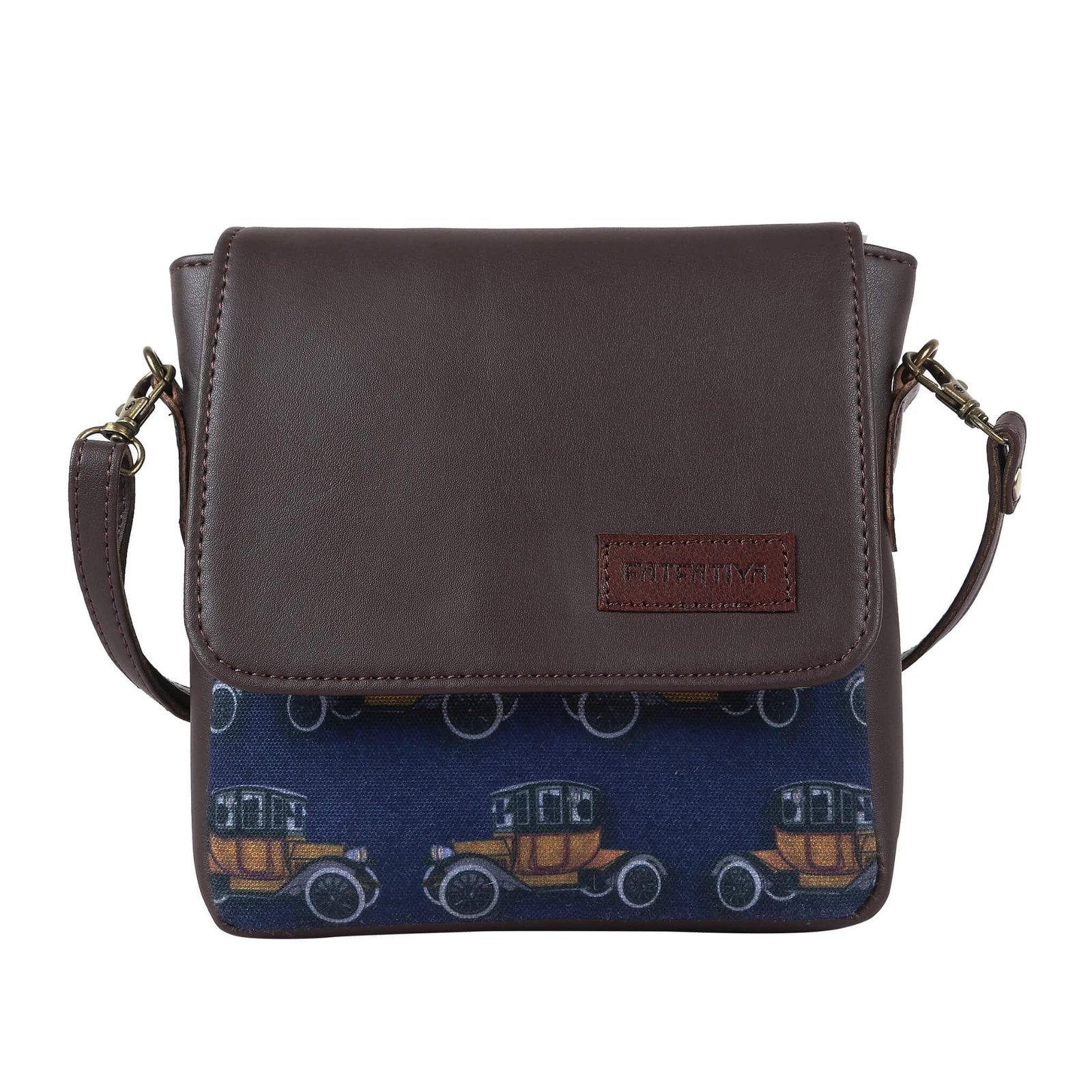 Vintage Car Pattern Travel Sling Bag