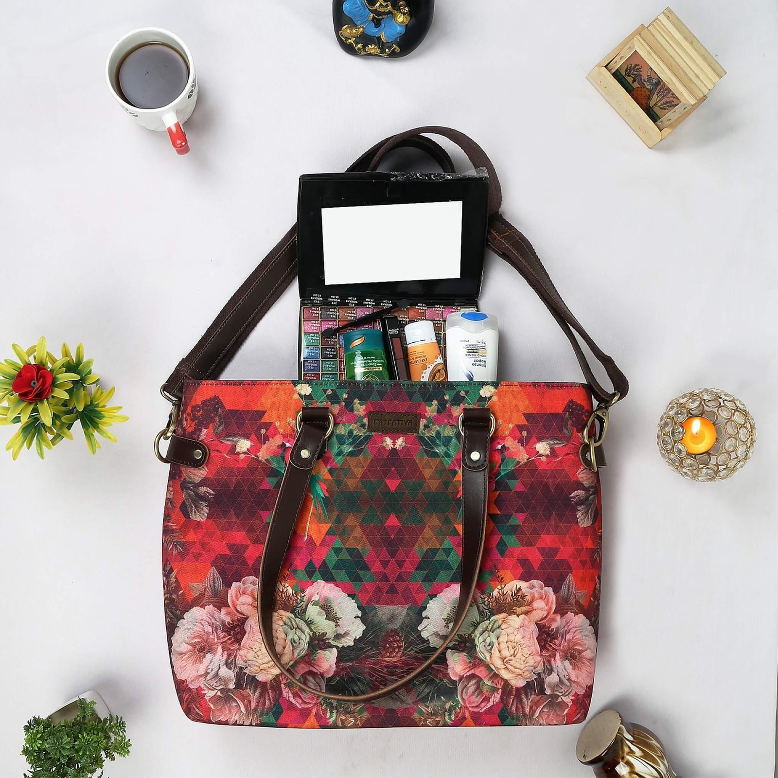 Women's Multicolour Floral Tote Bag