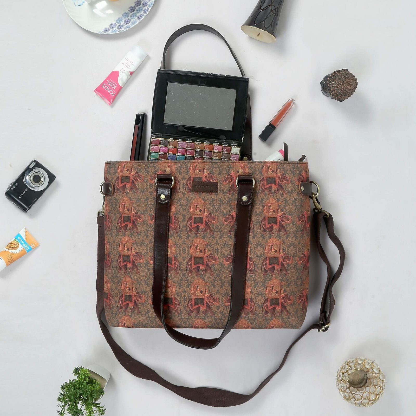 Royal Alpha Printed Tote Bag – Artistic Ethnic Canvas for Women