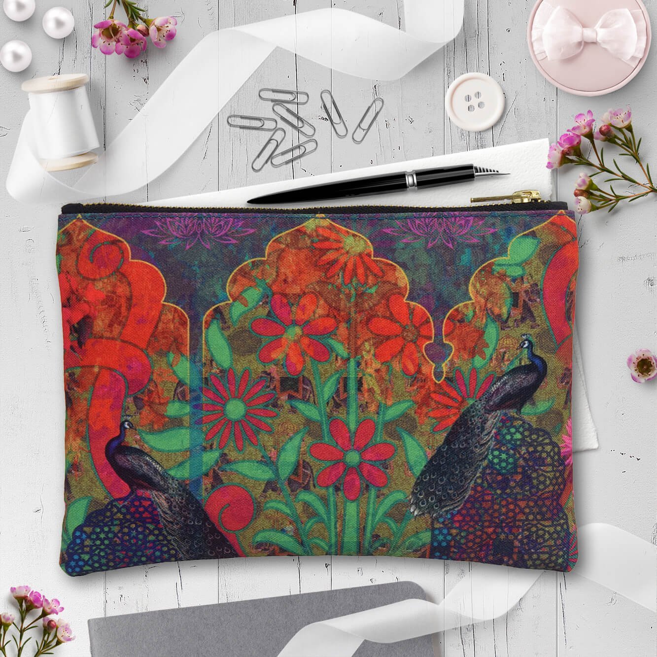 Two Peacock Multi Utility Pouch