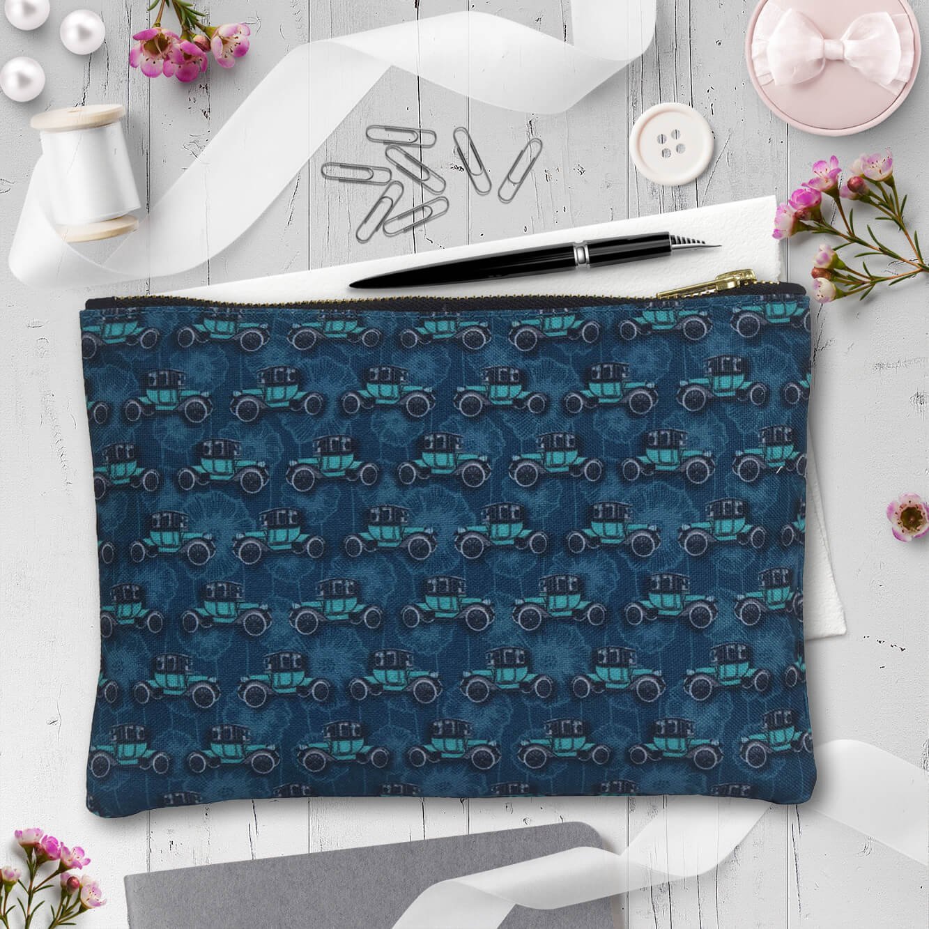 Vintage Car Multipurpose Zipper Pouch