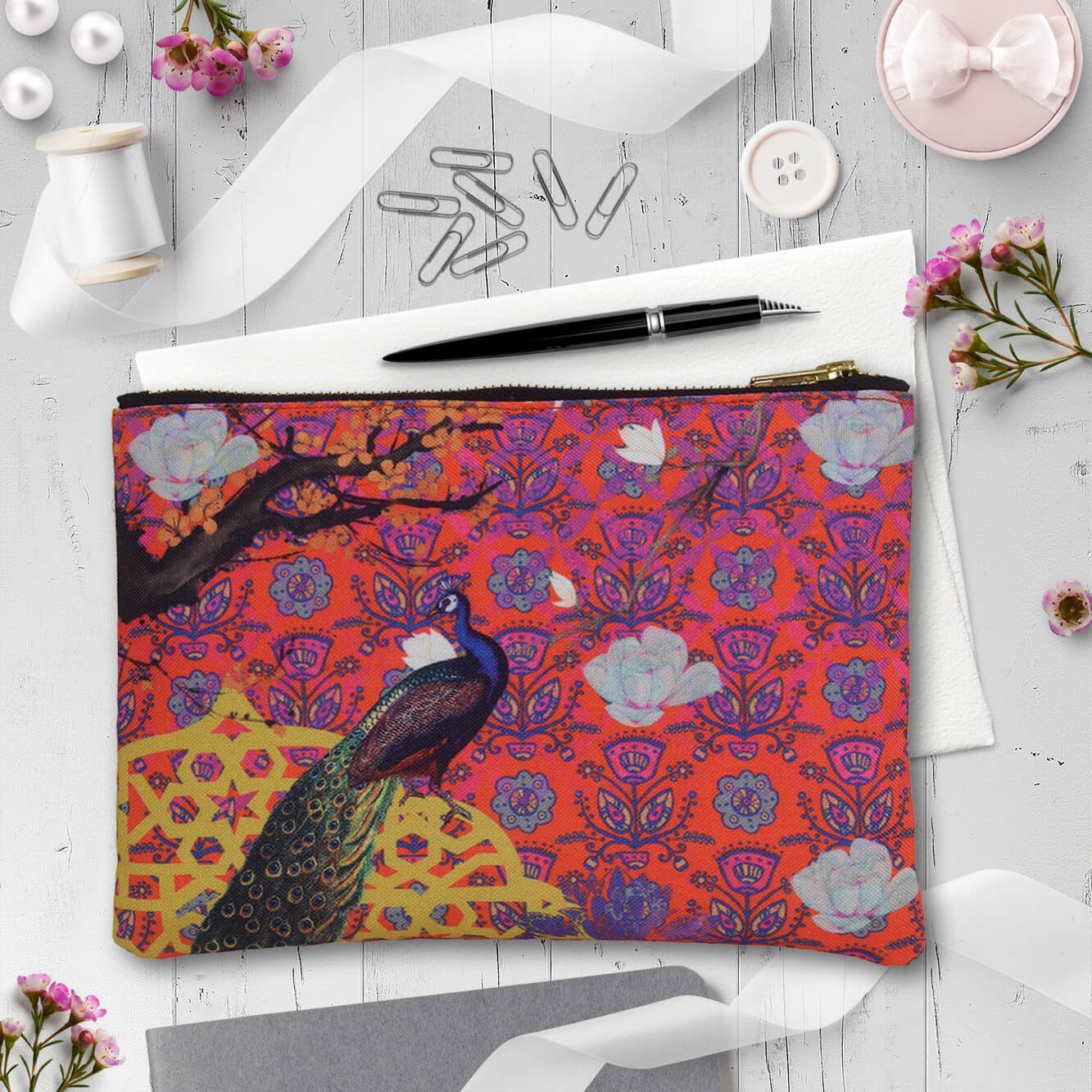 Gorgeous Indian Peacock Stash Pouch