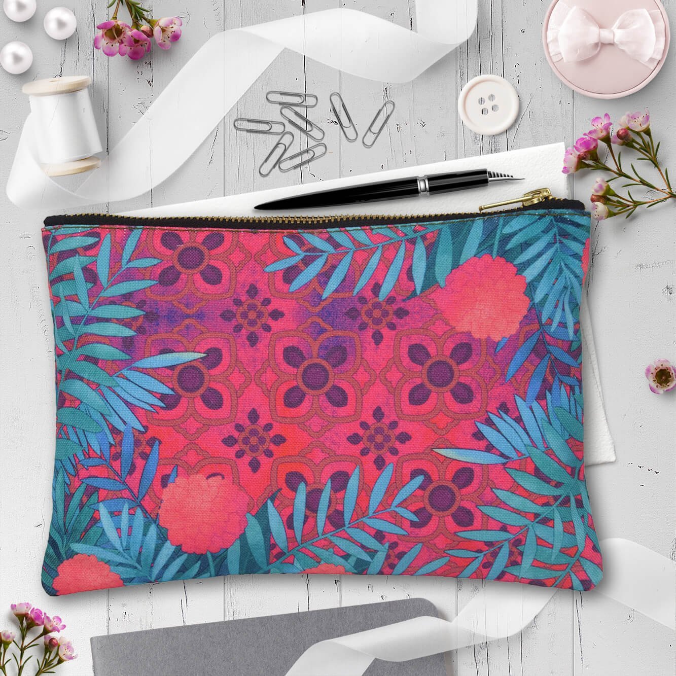 Pink & Blue Makeup Pouch