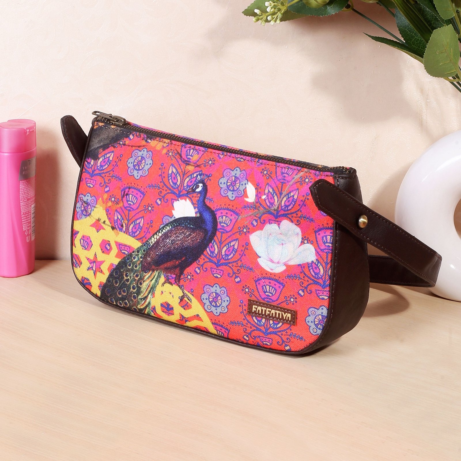 peacock print handbag women’s printed shoulder bag ethnic handbag peacock print