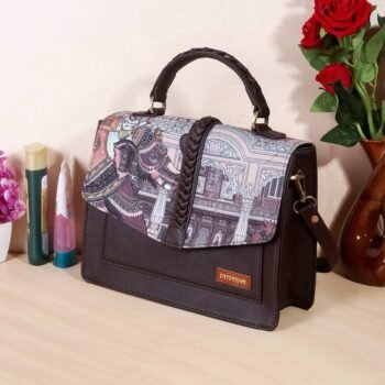 Royal Elephant Print Satchel Handbag