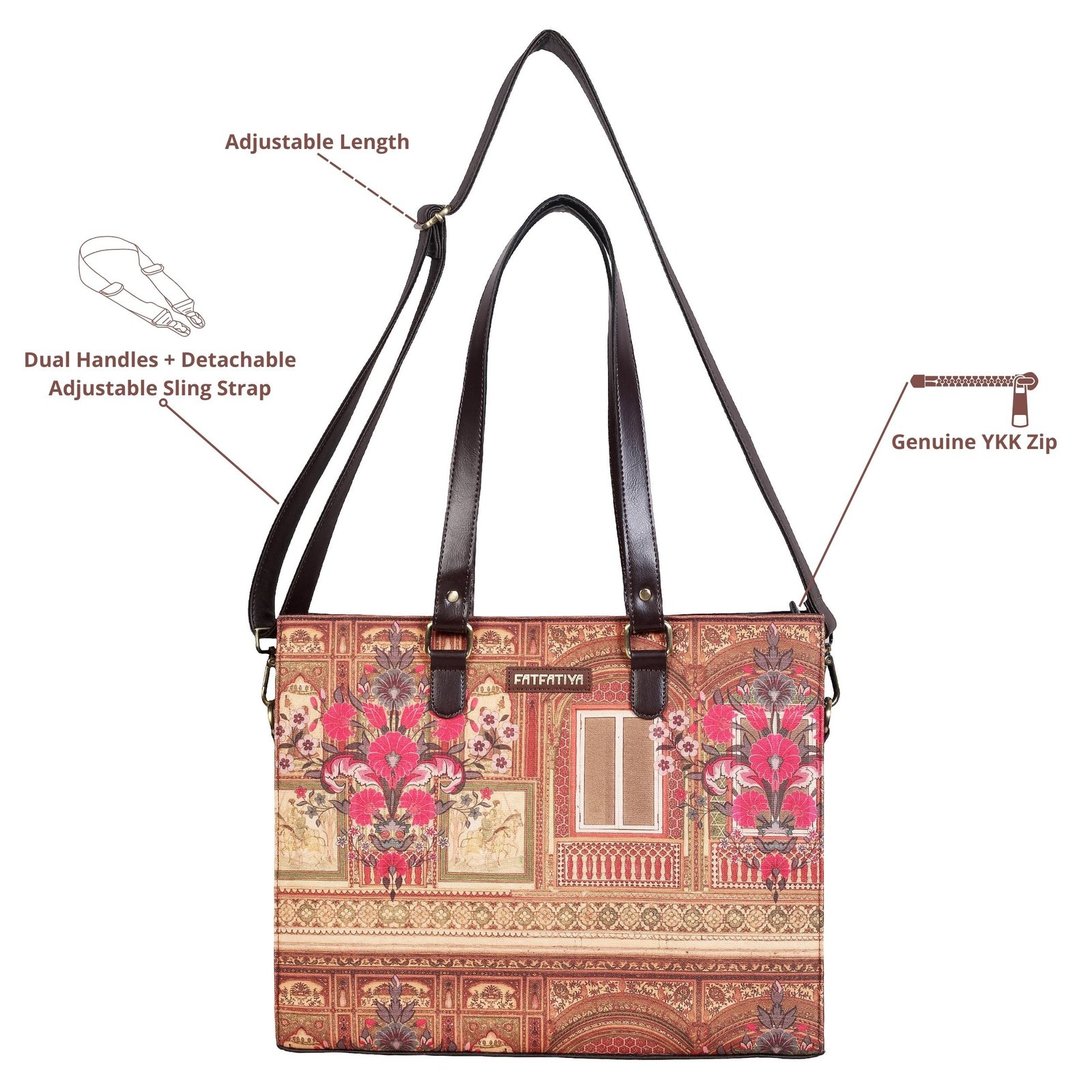 Rajasthani Palace Floral Art Print Office Tote Bag for Women office bag