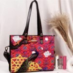 Peacock Print Laptop Tote Bag