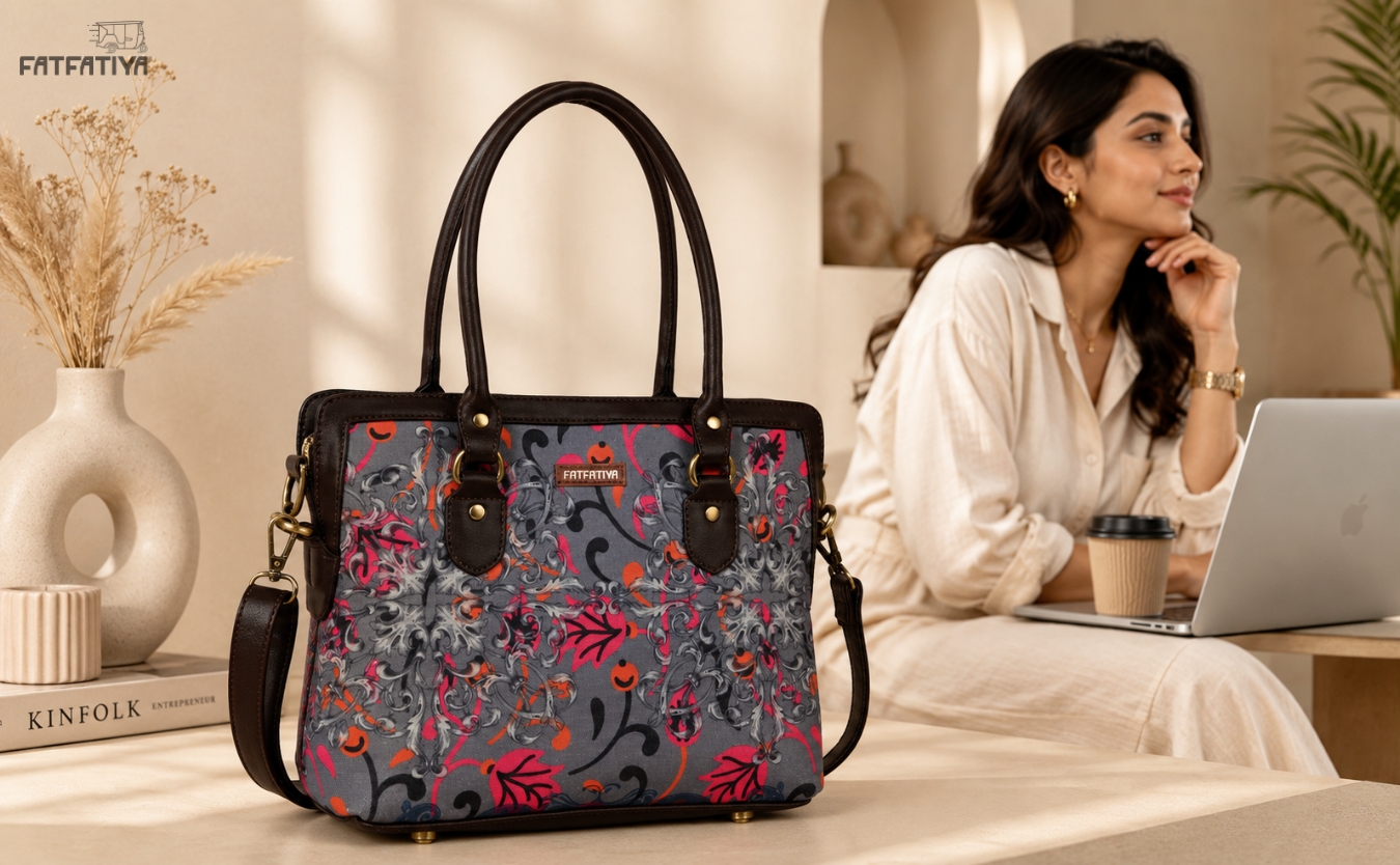 Printed sling bag styled with jeans and kurti for casual outing