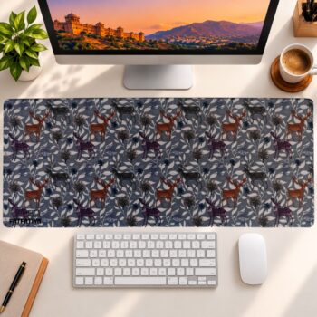 Deer Floral Large Mouse Pad featuring a stylish