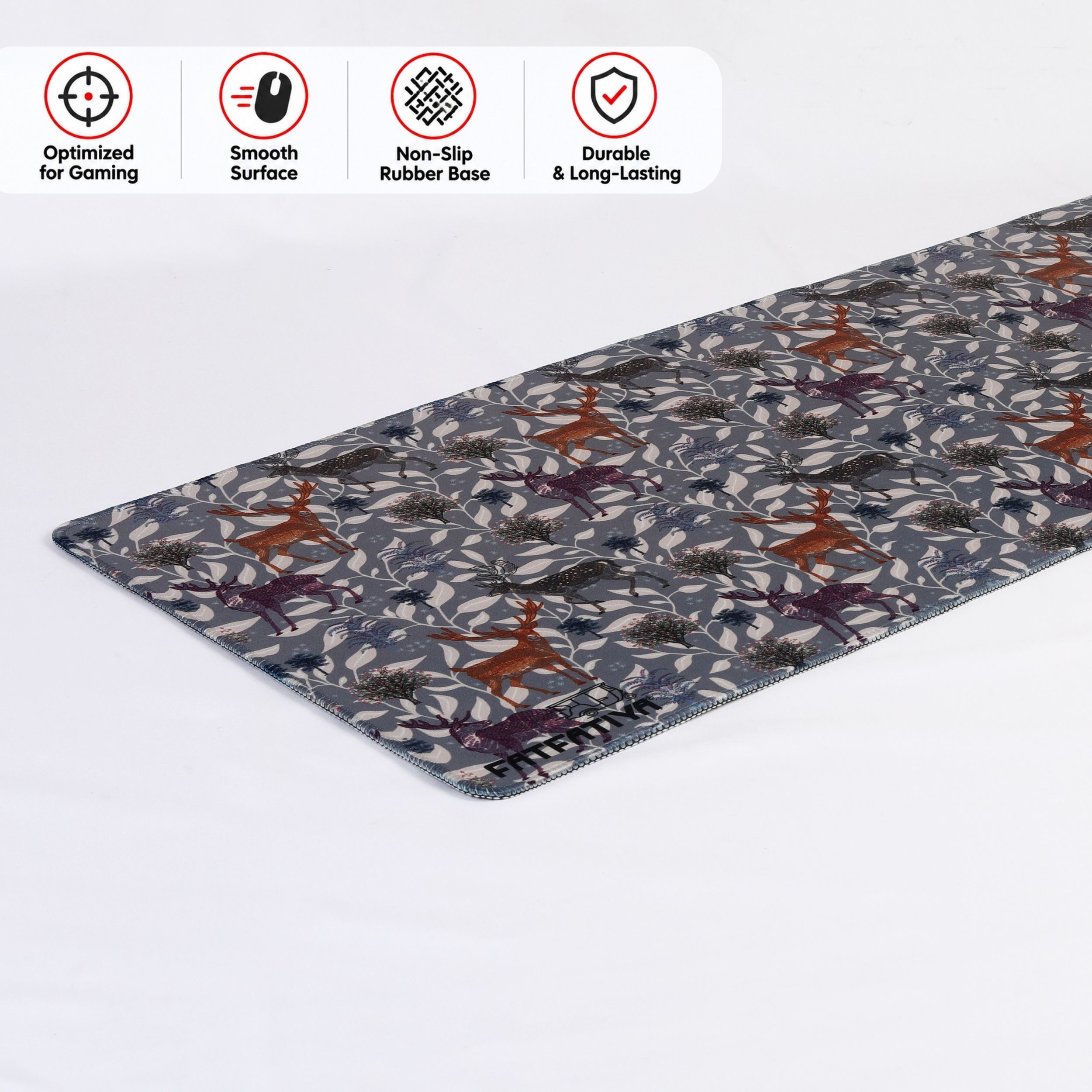 Deer Floral Large Mouse Pad featuring a stylish Deer Floral Large Mouse Pad featuring a stylish